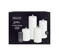 Deluxe Homeart Confezione regalo LED senza fiamma per interni, con telecomando e batterie, tecnologia Real Flame™️ - Candele alimentate a batteria (bianco)