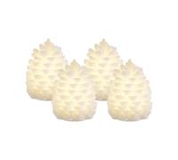 Deluxe Homeart Set di 4 pigne a LED, in vera cera, con luce interna morbida, funzionamento a batteria, telecomando abilitato con timer, altezza 13 cm