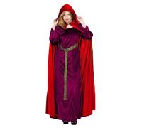 Deluxe Mantello Rosso Granata Adulti Medievale con Cappuccio Accessorio Vestito