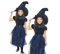 Deluxe Midnight Strega Costume Ragazze Halloween Streghe Vestito Età 4-1