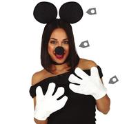 Deluxe Mouse Costume Set Orecchie su Cerchietto Naso & Mani Micky Kit Nuovo Fg