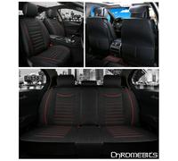 Deluxe Nero Rosso Tessuto Set Completo Coprisedili Per VW Golf Polo Tiguan