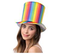 Deluxe Pride Arcobaleno Stripe Top Cappello Adulti Festival Costume di Carnevale