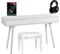Deluxe Set Piano Digitale 88 Tasti Pesati Pianoforte con Panca USB MIDI Bianco