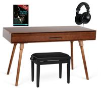 Deluxe Set Piano Digitale 88 Tasti Pesati Pianoforte con Panca USB MIDI Noce