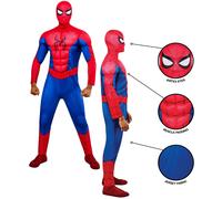 Deluxe Uomo Spiderman Costume Ufficiale Supereroe Uomo Fuori