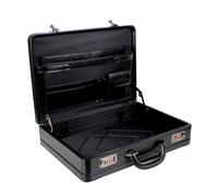 Deluxe - Valigetta in ecopelle espandibile, colore: Nero AR Premium, Nero , 44.5 x 32 x 11cm