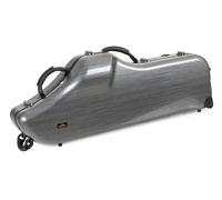 Custodia Lechgold Deluxe per Sassofono Baritono - Rigida Trolley Case Robusto per Sassofoni Baritono - Imbottitura Termica per Strumento, S-Bow, Bocchino e Accessori - Set Zaino - Cool Look Carbonio
