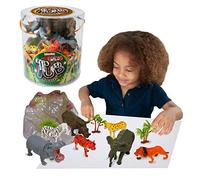 Deluxebase Vasca Playsets - giocattoli dell'animale selvatico. Animali fantastici Toy Set dello zoo per i bambini Metta include un ippopotamo, la zebra, la tigre, il rinoceronte, l'iena, il leone,