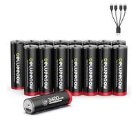 Delyeepow Batterie AA al litio ricaricabili USB C, 1,5 V, 3400 mWh USB, batterie AA ricaricabili 1500 ciclo, 16 pezzi