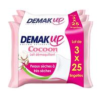 Demak' Up Cocoon 3 pacchetti di 25 salviette latte struccante per pelli secche/Sensibili