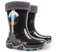 Demar Stivali da pioggia per bambini da 2 a 10 anni Wellington caldi foderati, Grafite Stormer, 26 EU