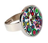 DEMarie Anello Acciaio Inox Lucido Fine Argento Foglia Inserto Acrilico Multi...