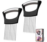 Demarsen 2 Pcs Taglia Cipolla in Acciaio Inox, Forchetta per Cipolle Affetta Cipolle Taglia Patate Affetta Verdure Trita Cipolla Manuale, Adatto per Tagliare Carne, Verdura, Frutta