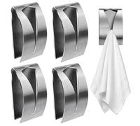 Demarsen 4 morsetti autoadesivi per asciugamani, gancio per asciugamani, senza foratura, gancio da parete cucina in acciaio inox, gancio morsetto per asciugamani per cucina, bagno, toilette (argento