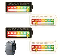 Demarsen 4 Pezzi My Social Battery Pin,Spille D'umore Interattive,Divertente Spilla per L'Umore Sociale per 7 Giorni per Vestiti Borse Cappelli Zaini Piccole Cartelle