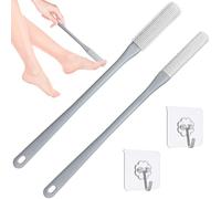 Demarzily Spazzola per la pulizia delle dita dei piedi, per doccia, con manico lungo 39,9 cm, in morbido silicone, per la cura dei piedi, per anziani, anziani, uomini e donne (grigio)