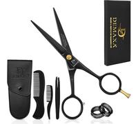 DEMAXA - 5 "Professionale Baffi Forbici Barba Forbici per Uomini con Pinzette oblique 1 Pettine Baffi 1 Spazzola