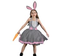 demaxiyad Abito di Pasqua senza maniche, abito di Pasqua per ragazze,Vestito da Spettacolo Cosplay di Pasqua Principessa con Carote in Peluche | Abito senza maniche per Pasqua del fumetto per