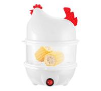 demaxiyad Cuocere per uova dure | Colazione doppio vassoio - Attrezzatura per cucinare uova a forma di gallina per casa ristorante scuola palestra adulti