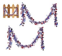 demaxiyad Garland del 4 luglio, Ghirlanda Patriottica,4 luglio Red White Blue Twist Patriotic Star Garland | 2X Celebrazione delle ghirlande decorazioni per le vacanze brillanti, ornamenti di fame