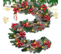 demaxiyad Ghirlanda di Natale luminosa | Ghirlanda di Natale artificiale colorata con luci, ornamento leggero per feste interni esterni, portali finestre