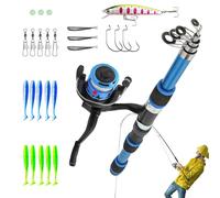 demaxiyad Kit da per la canna da e il Combo bobina - Pista da telescopica da 1,8 m per la colatura, kit di pesce principiante, set di pesci per giovani, set di