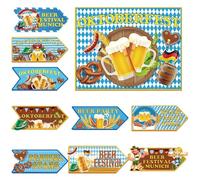 demaxiyad Segnaletica Direzionale per Oktoberfest | Pannelli Direzionali per Festa della Birra Decorazioni da Giardino | Segnaletica in Legno Centri tavolo Decorazione Tedesca