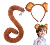 demaxiyad Set fascia e coda di orecchie di scimmia, fascia e coda di orecchie di scimmia, kit di accessori per costumi di animali, set di fascia e coda di orecchie di scimmia, abiti da
