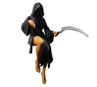 demaxiyad Statua misteriosa, scultura con veste nera della morte, ornamento spettrale, statuetta decorativa per Halloween, libreria, giardino, soggiorno, tavolo, atmosfera domestica