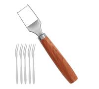 demaxiyad Taglierina anguria, strumento per taglierina anguria | Taglierina per anguria con 5 forchette per uso alimentare,Tagliatubi mulino a con manico in legno, strumento ergonomico per