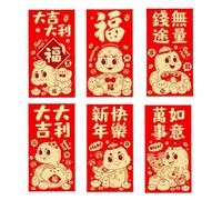 demaxiyad Tasca rossa, buste in argento fortunato - 6 buste rosse Hong Bao,Buste leggere per contanti, confezioni rosse cinesi per salute e ricchezza
