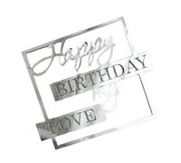 demaxiyad Topper per torta con scritta in inglese "Happy Birthday My Love", in acrilico, decorazione unica per torte, per moglie, marito, figli, genitori,