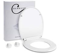Dembexo® - Sedile Copriwater, Tavoletta WC con Chiusura Ammortizzata, Chiusura Delicata, Con Sistema Anti-Scivolo, Smontaggio Facile con un Clic, Pulizia Facile + Set di 10 Copriwater Usa e Getta