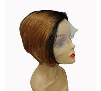 DEMbu Parrucca di capelli umani 13x6x1 parrucca del merletto dei capelli umani breve bob dritto parrucca del merletto, parrucca corta dell'elfo del merletto (1b/30#)