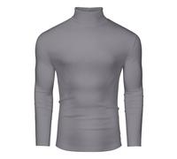 DEMEANOR Maglione a collo alto, da uomo, a maglia, per l'inverno, da uomo, in cotone caldo, Grigio piombo, M