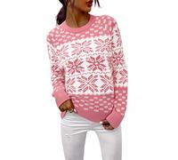 Demegimi Maglioni Natalizi Pullover Natale Maglietta a Manica Lunga Donna Maglione Natalizio Fiocco Neve Alce Girocollo Donna a Maniche Lunghe Maglione Festa Natale