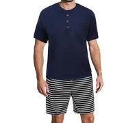 Demegimi Pigiama Uomo Cotone a Righe Estivo Set Pigiama Due Pezzi con Maglietta a Maniche Corte e Pantaloni con Tasche Pigiama Comodo per L'Estate