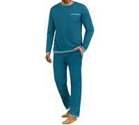 Demegimi Pigiama Uomo Cotone Lungo Maniche Lunghe Invernale Completo Notte Uomo con Tasche e Coulisse Morbido Traspirante per Casa