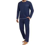 Demegimi Pigiama Uomo Cotone Lungo Maniche Lunghe Invernale Completo Notte Uomo con Tasche e Coulisse Morbido Traspirante per Casa