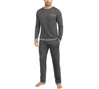 Demegimi Pigiama Uomo Cotone Lungo Maniche Lunghe Invernale Completo Notte Uomo con Tasche e Coulisse Morbido Traspirante per Casa