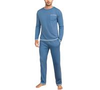 Demegimi Pigiama Uomo Cotone Lungo Maniche Lunghe Invernale Completo Notte Uomo con Tasche e Coulisse Morbido Traspirante per Casa