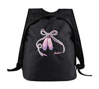 Demeras Borsa da Ballo per Bambini, Zaino Personalizzato Ricamato per Balletto per Scarpe da Ballo e Borsa a Tracolla per Balletto(Nero)