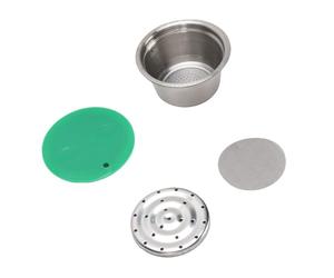 Demeras Kit Capsule Caffè in Acciaio Inox con Coperchio in Silicone, Cialda Ricaricabile per Caffettiera, Completo di Cucchiaio e Pennello per un Facile Utilizzo