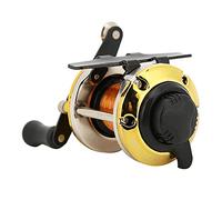 Mulinello da Pesca a Mulinello Portatile per la Pesca Invernale su Ghiaccio Mulinello con Piastra Laterale Ruota Laterale con Attrezzatura di Linea(Oro)