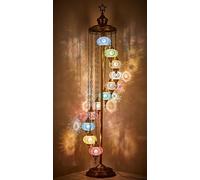 DEMEX Lampada da terra turca in mosaico marocchino stile Tiffany con 11 globi, lampada da terra turca per soggiorno, camera da letto, sala da pranzo, ufficio, 100% fatta a mano in Turchia, 210cm