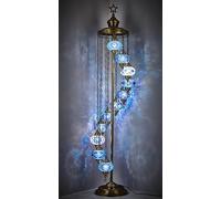 DEMEX Lampada da terra turca in mosaico marocchino stile Tiffany con 11 globi, lampada da terra turca per soggiorno, camera da letto, sala da pranzo, ufficio, 100% fatta a mano in Turchia, 210cm