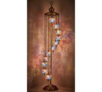 DEMEX Lampada da terra turca in mosaico marocchino stile Tiffany con 11 globi, lampada da terra turca per soggiorno, camera da letto, sala da pranzo, ufficio, 100% fatta a mano in Turchia, 210cm