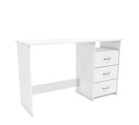 Demeyere Aristote Aristotele Scrivania per Computer con 3 Cassetti e 1 Nicchia, Legno ingegnerizzato, Bianco, 123 x 50 x 76.5 cm