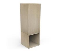 Demeyere Armadietto da bagno a 1 anta con 1 nicchia e 1 mensola in legno eco-responsabile - Gamma STRIKT Minimalista - Colore rovere chiaro - 30 x 80,3 x 30 cm